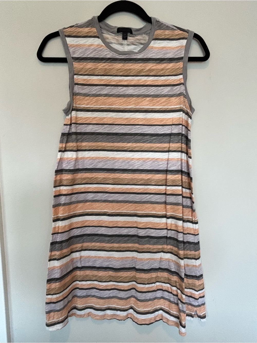 ATM Anthony Thomas Melillo Striped Sleeveless Midi Dress in Peach, Gray & White
